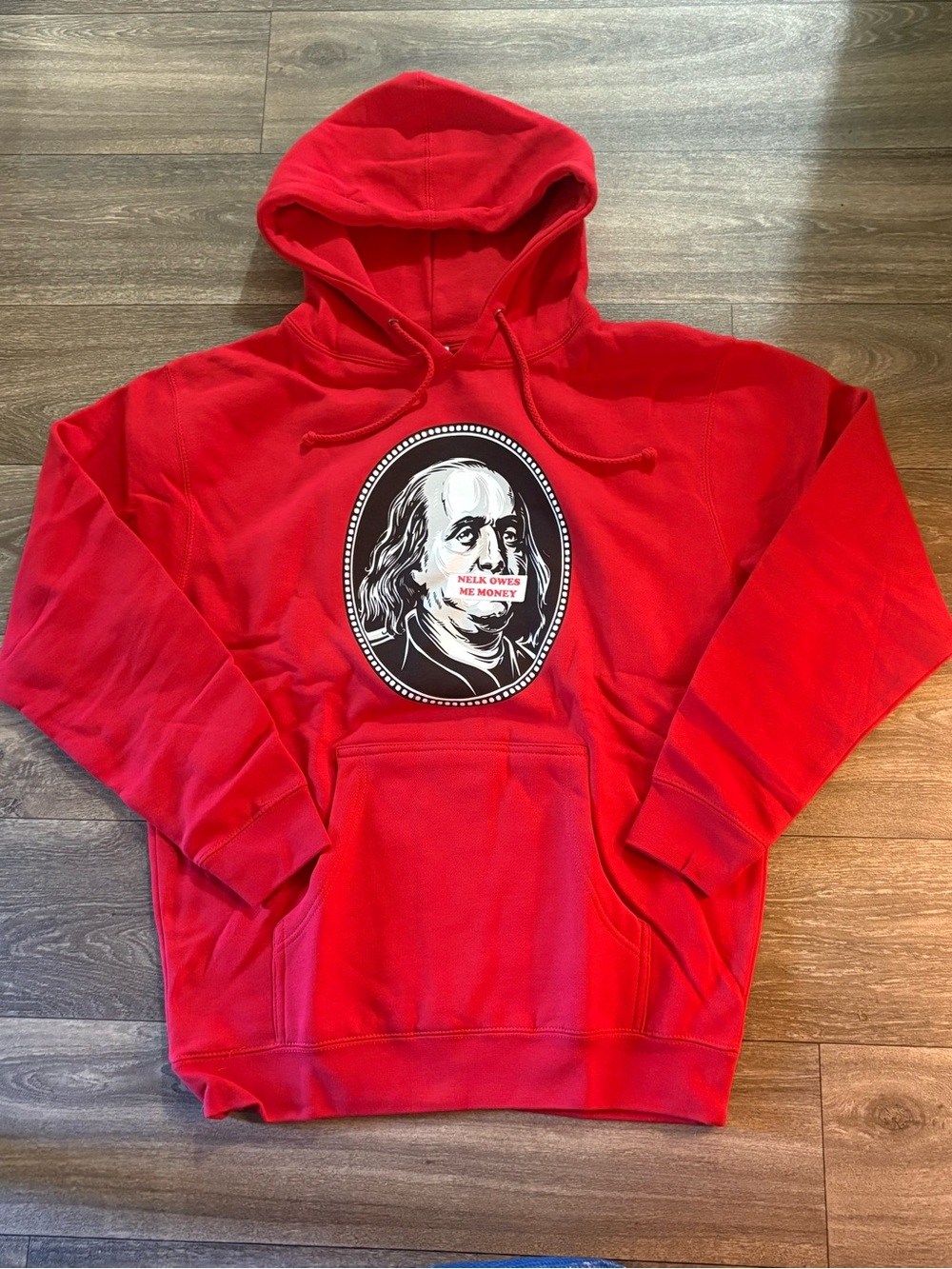 Bradley Martyn Merch “Nelk Owes Me Money” Hoodie in Red